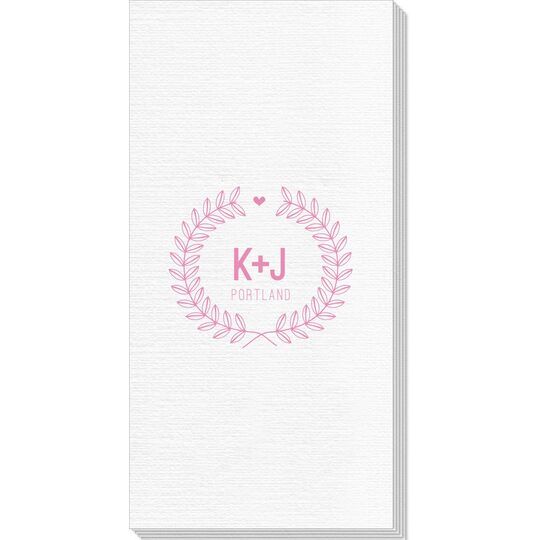 Laurel Wreath with Heart and Initials Deville Guest Towels